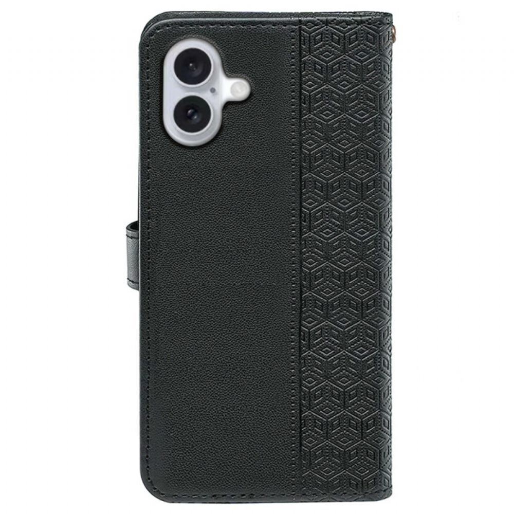Kožený Kryt iPhone 16 Krychlový Vlys