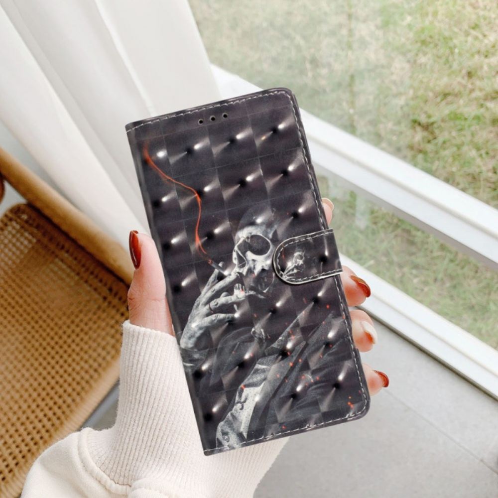 Kožený Kryt iPhone 16 Kuřácká Kostra S Popruhem