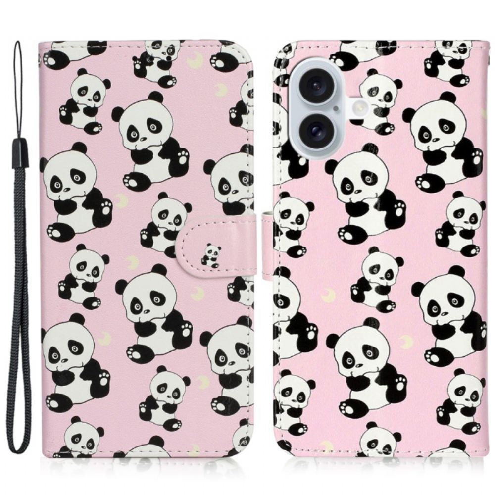 Kožený Kryt iPhone 16 Lanyard Pandy