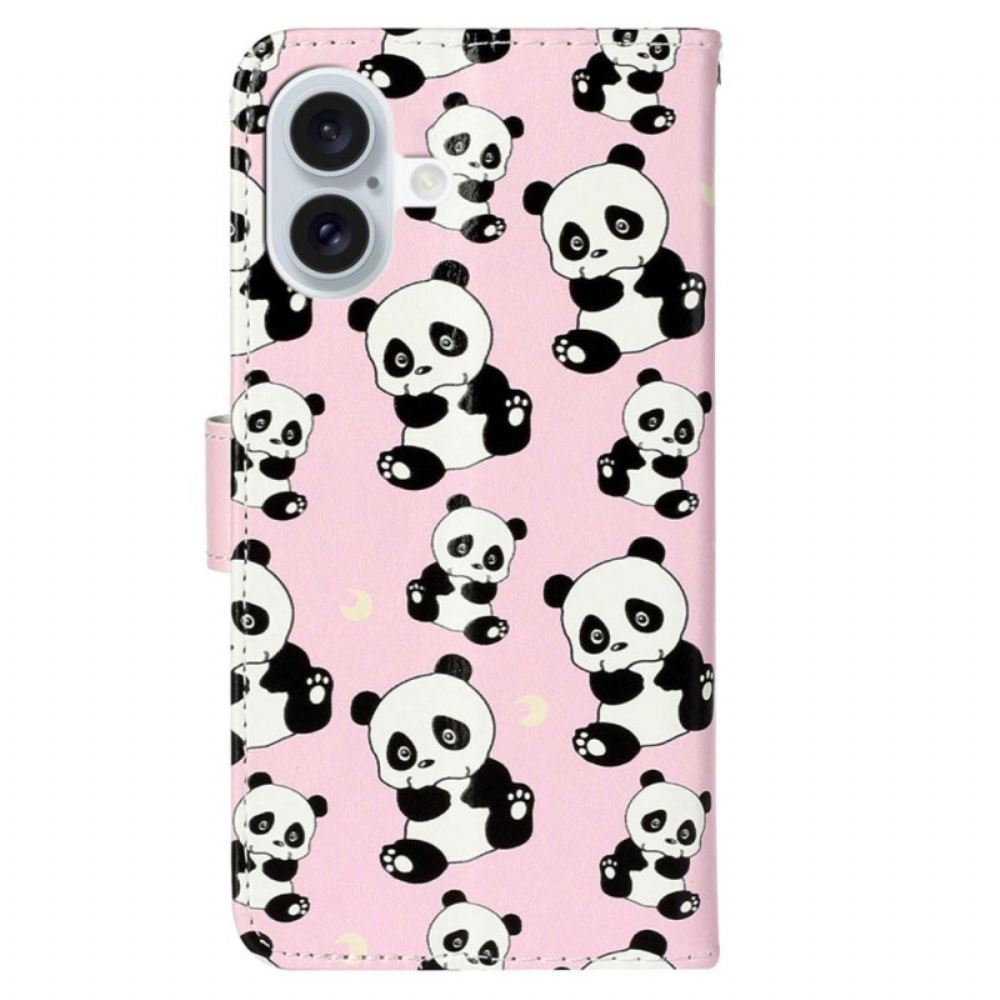 Kožený Kryt iPhone 16 Lanyard Pandy