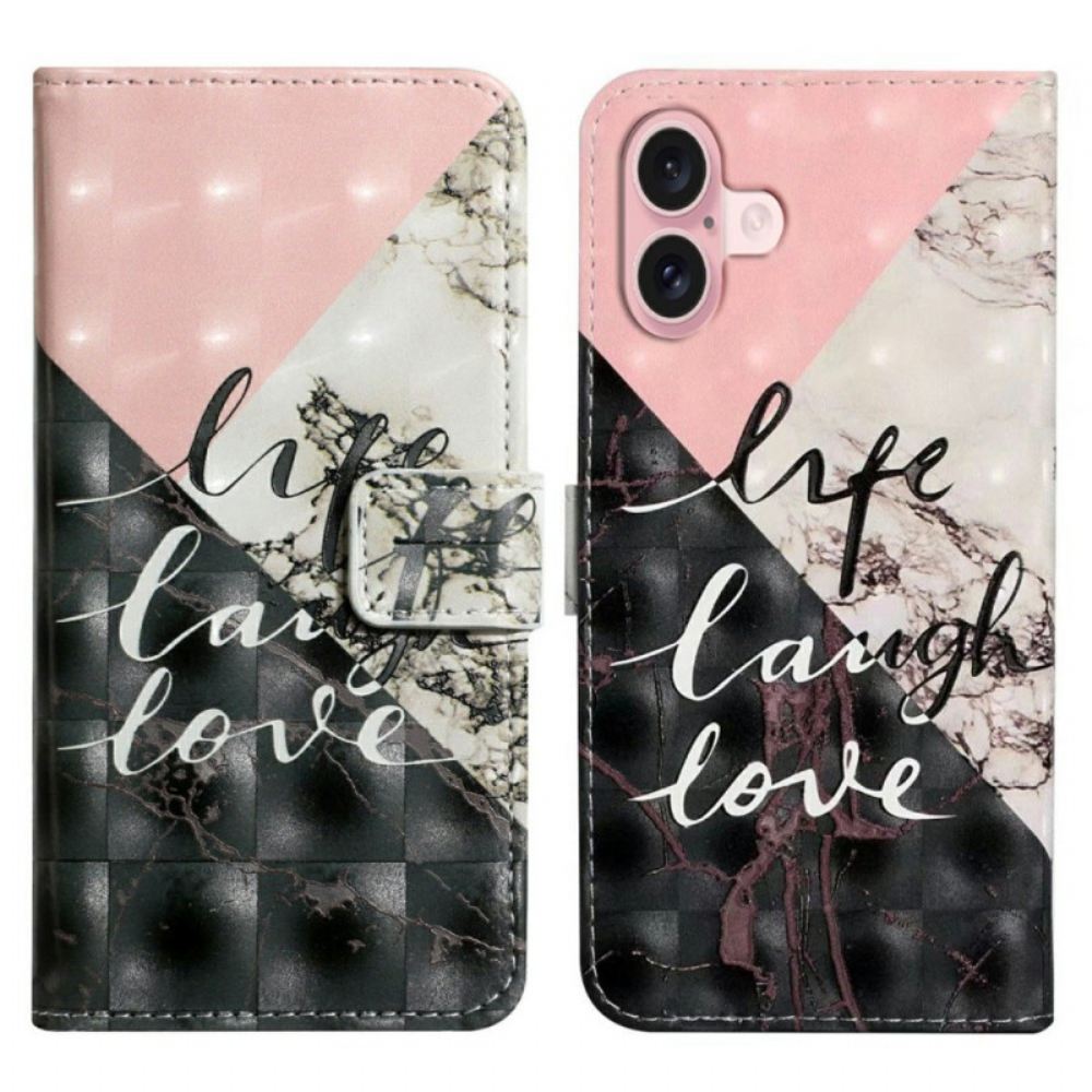 Kožený Kryt iPhone 16 Life Směj Se Lásko