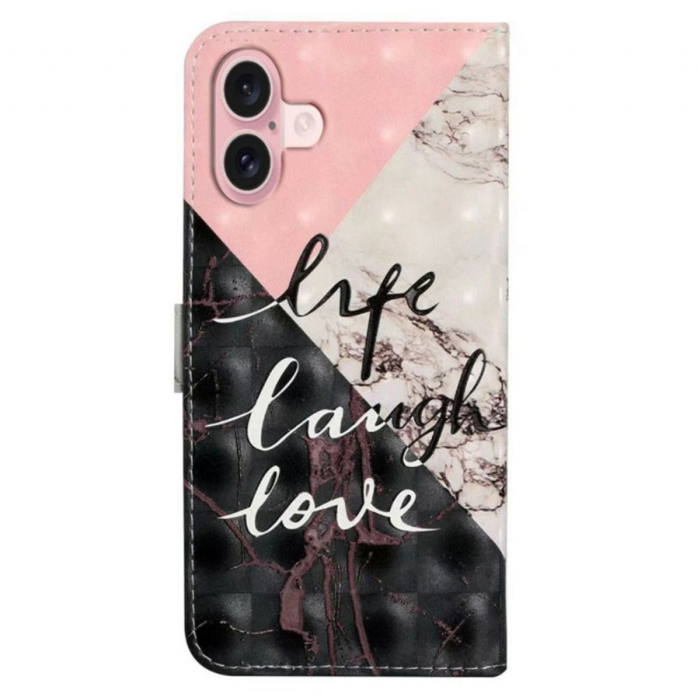 Kožený Kryt iPhone 16 Life Směj Se Lásko