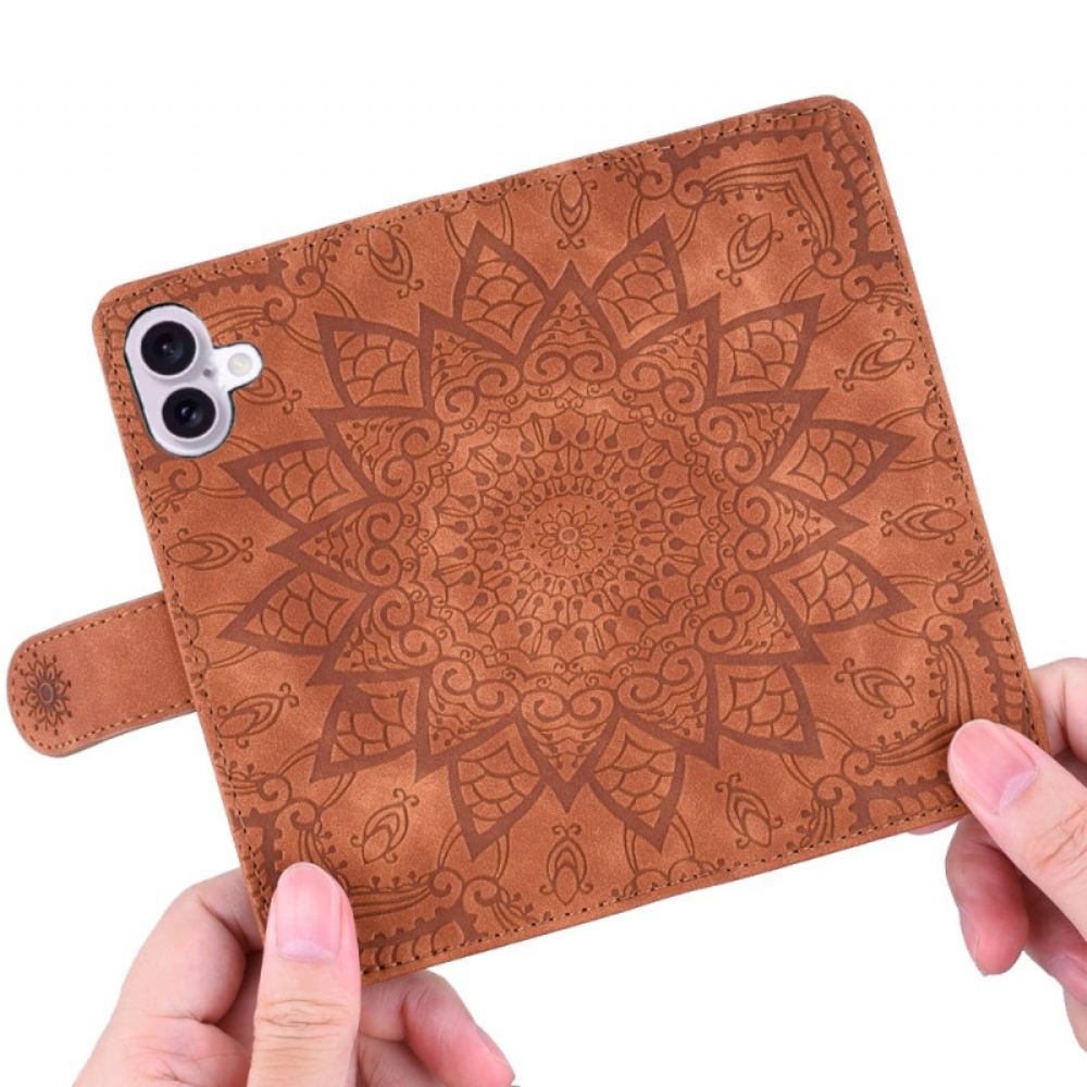 Kožený Kryt iPhone 16 Mandala Suede Effect