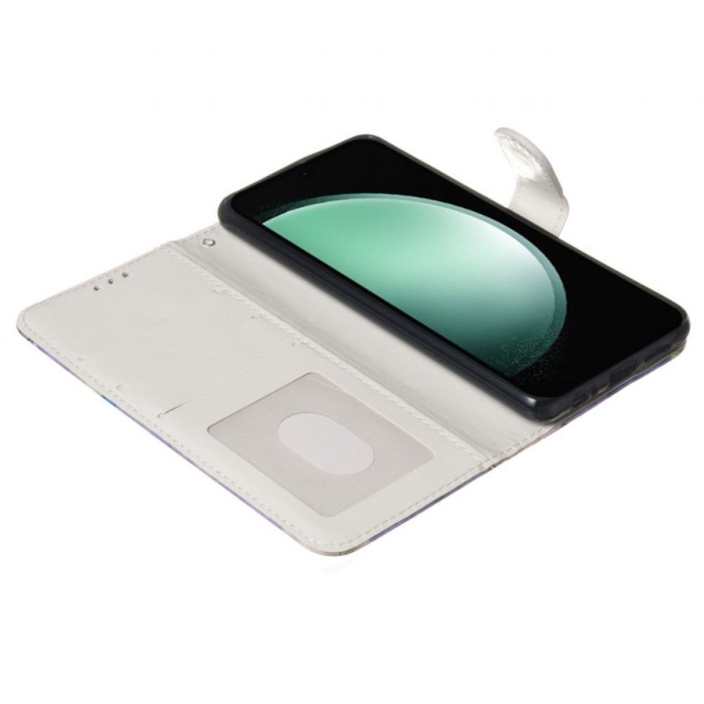 Kožený Kryt iPhone 16 Modrá Sova S Popruhem