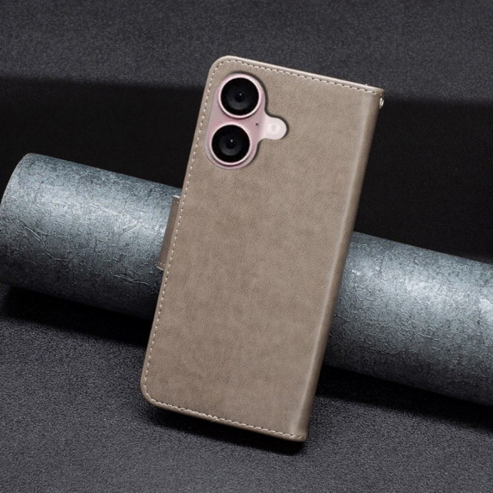 Kožený Kryt iPhone 16 Motýli Na Řetízku