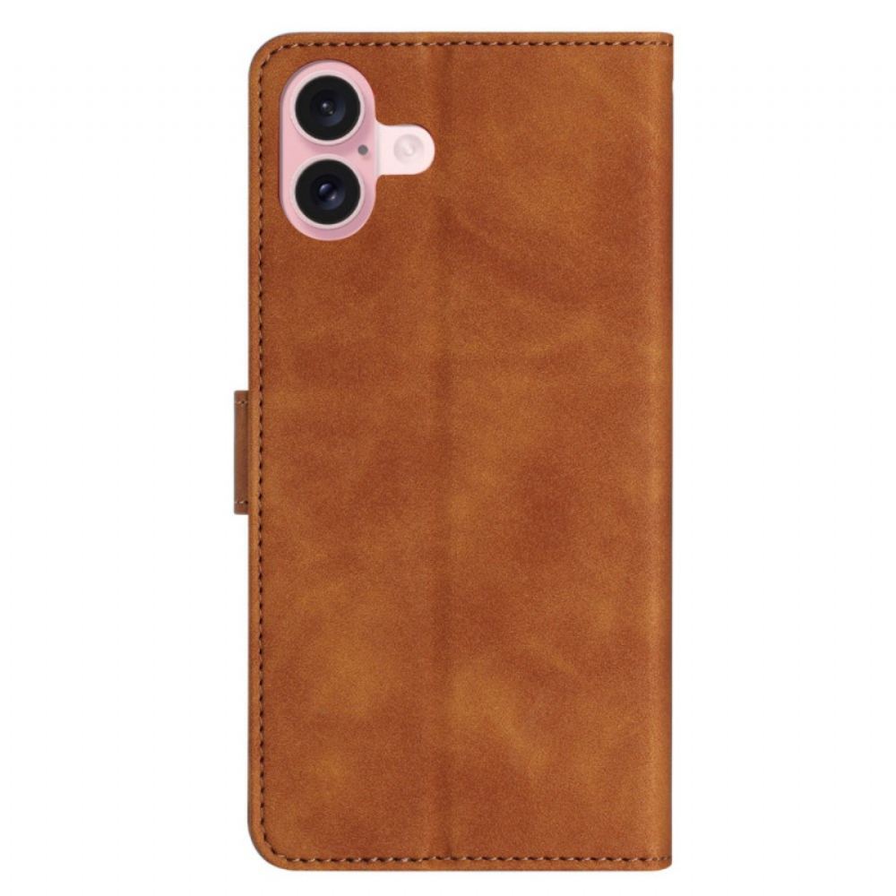 Kožený Kryt iPhone 16 Motýlí Vlys