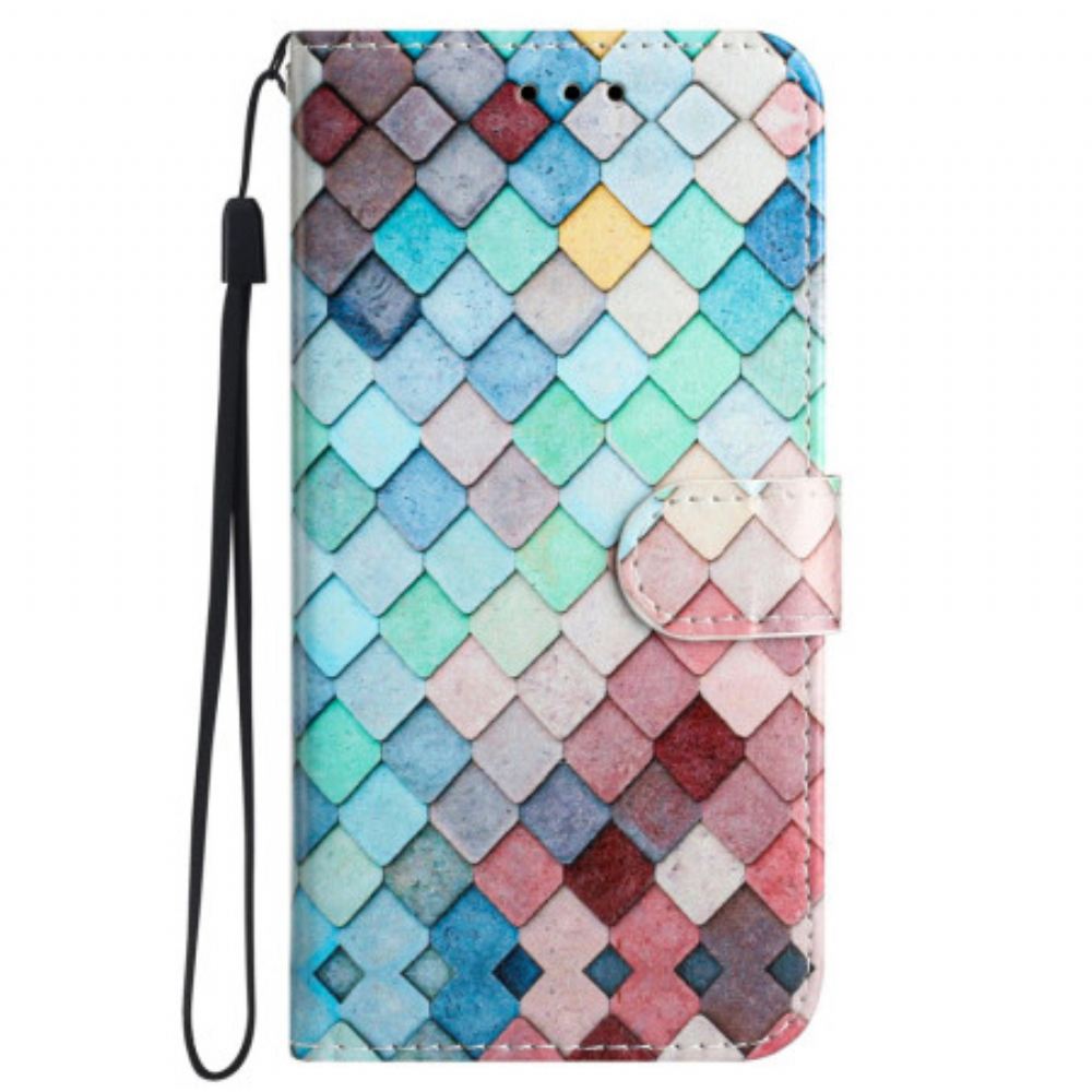 Kožený Kryt iPhone 16 Mřížky Na Popruhy