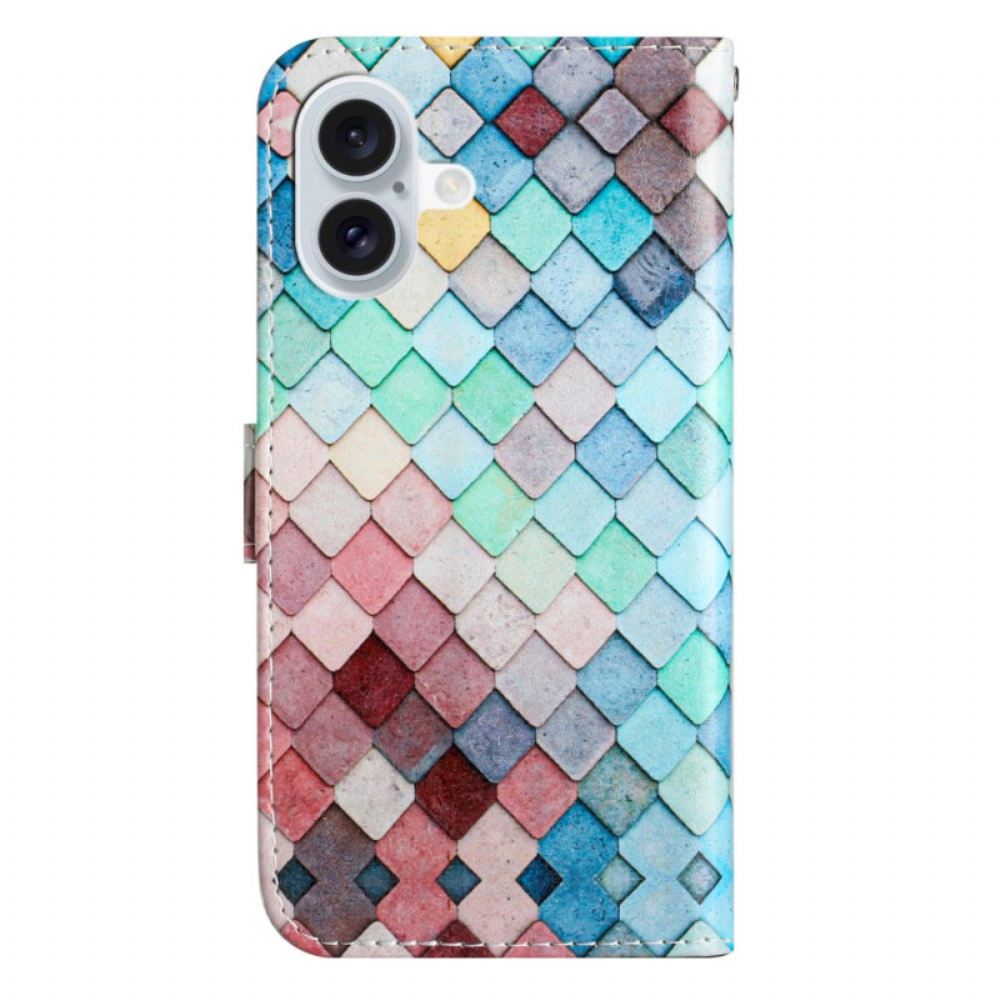 Kožený Kryt iPhone 16 Mřížky Na Popruhy