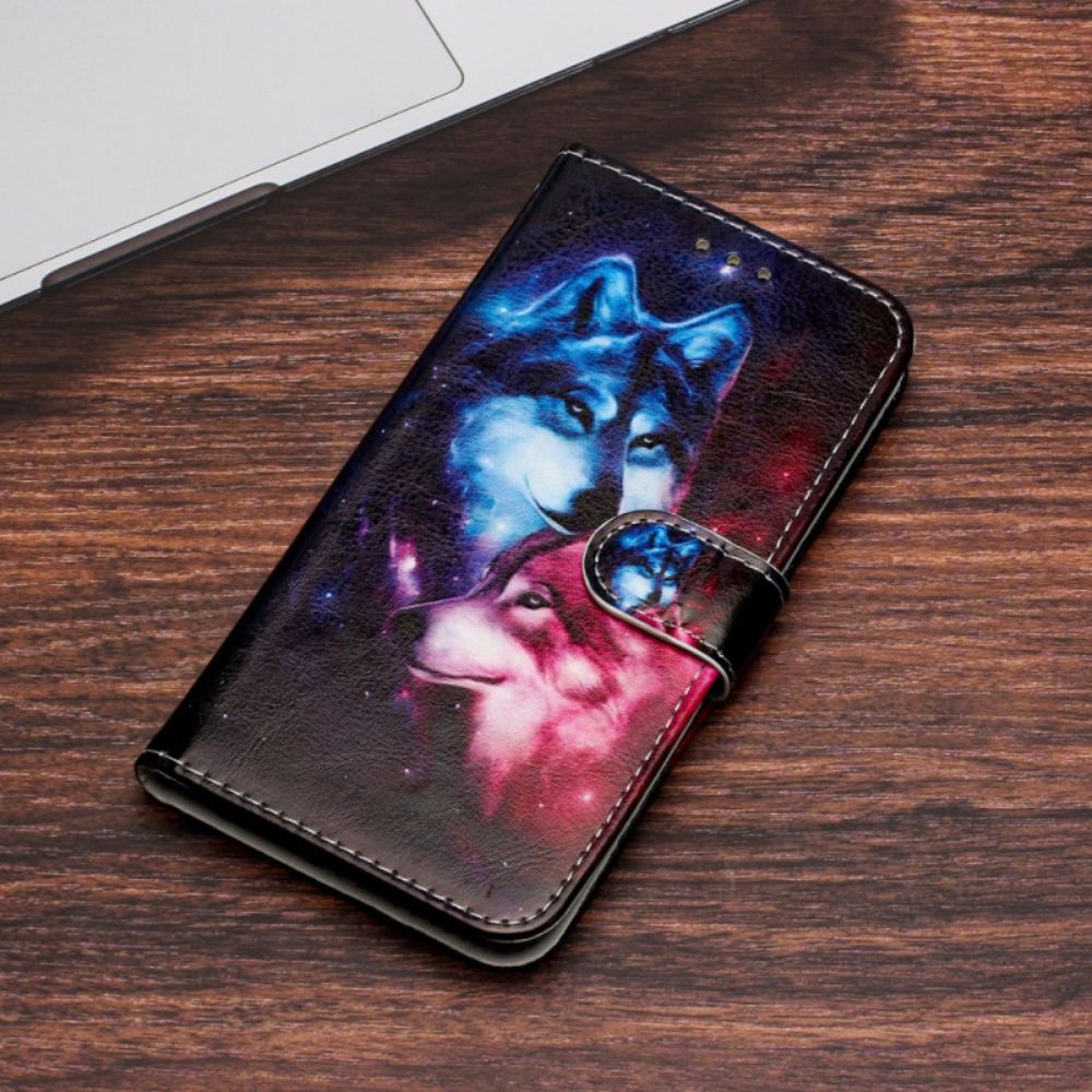 Kožený Kryt iPhone 16 Pár Řemenových Vlků