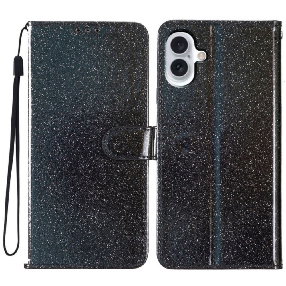 Kožený Kryt iPhone 16 Páskové Flitry