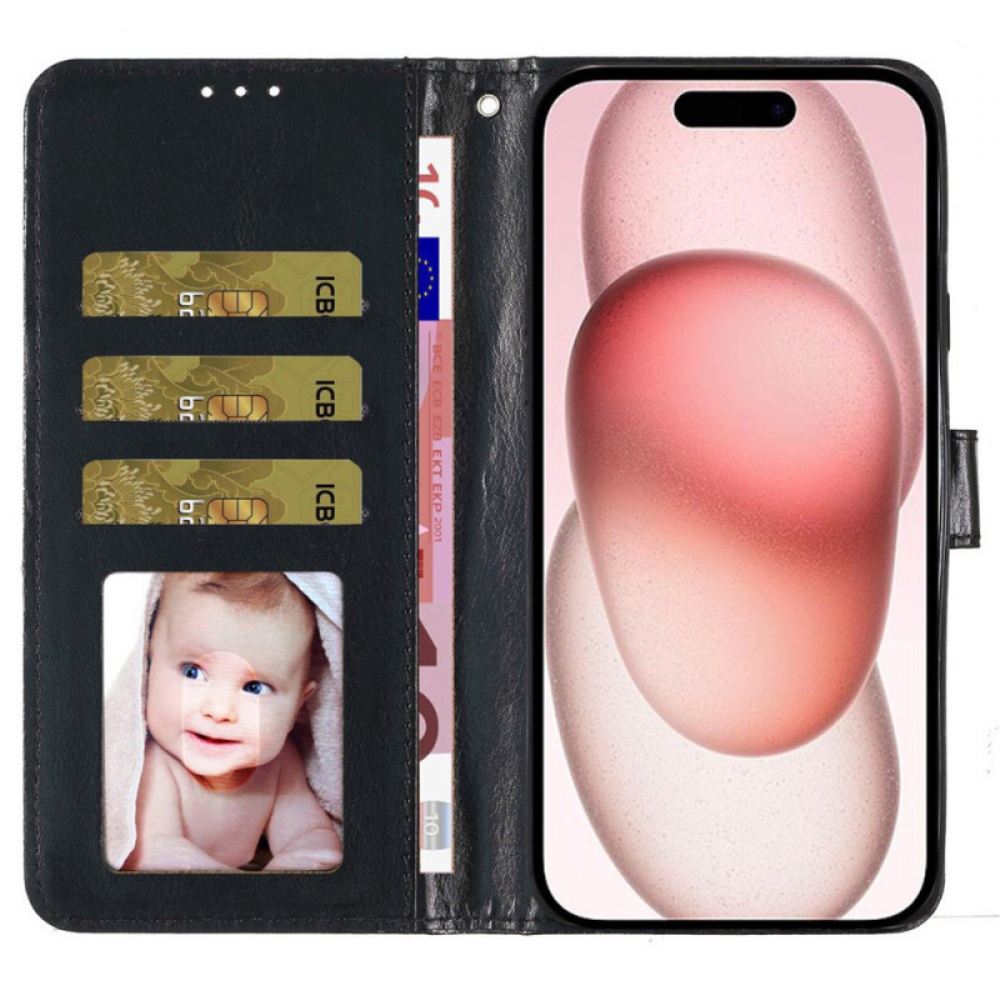 Kožený Kryt iPhone 16 Páskové Flitry