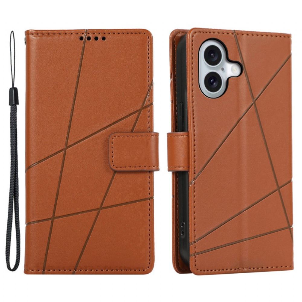 Kožený Kryt iPhone 16 Páskové Čáry