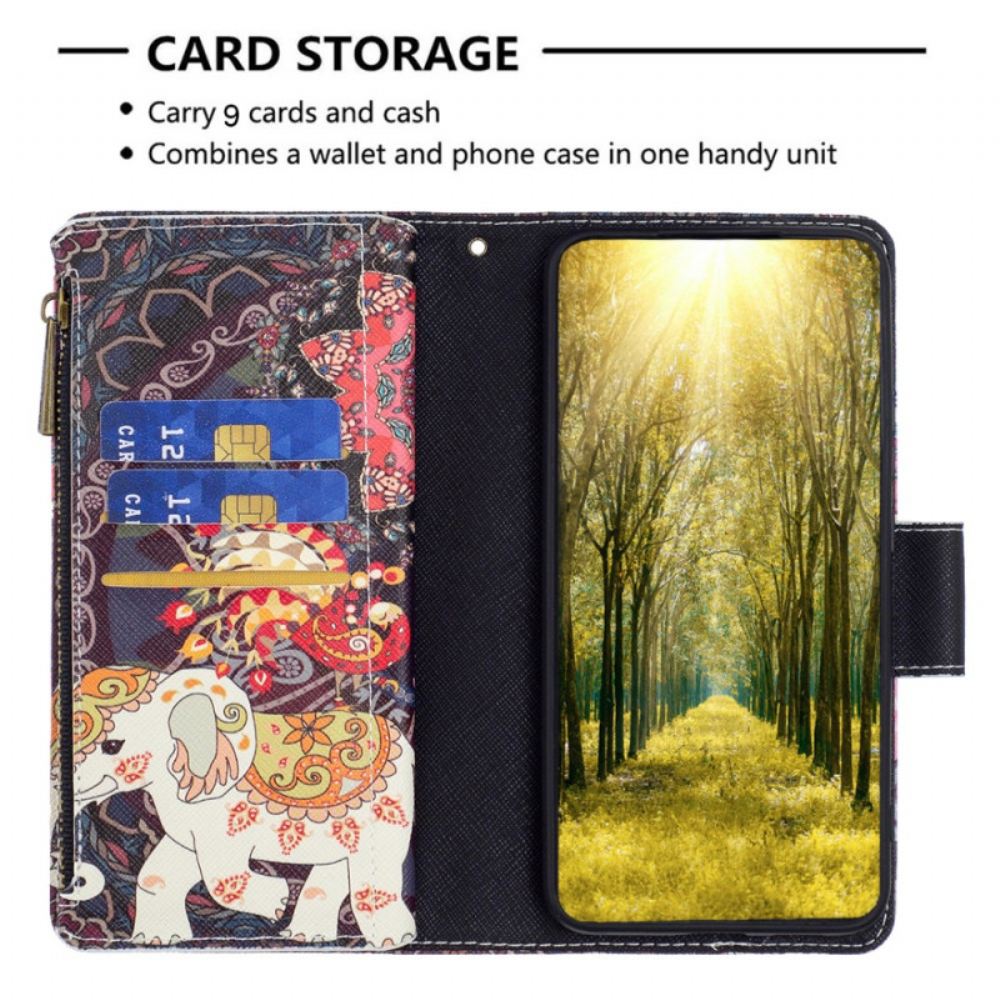 Kožený Kryt iPhone 16 Peněženka Tribal Elephant