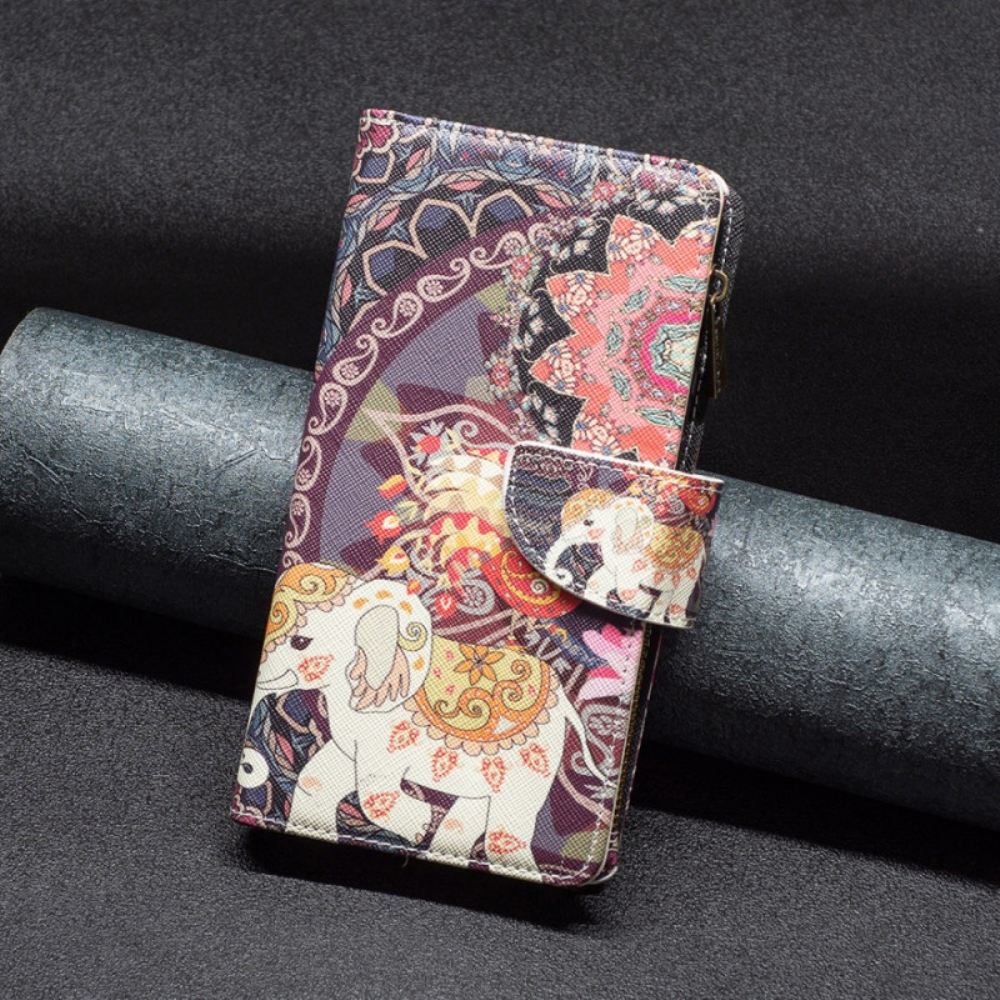 Kožený Kryt iPhone 16 Peněženka Tribal Elephant