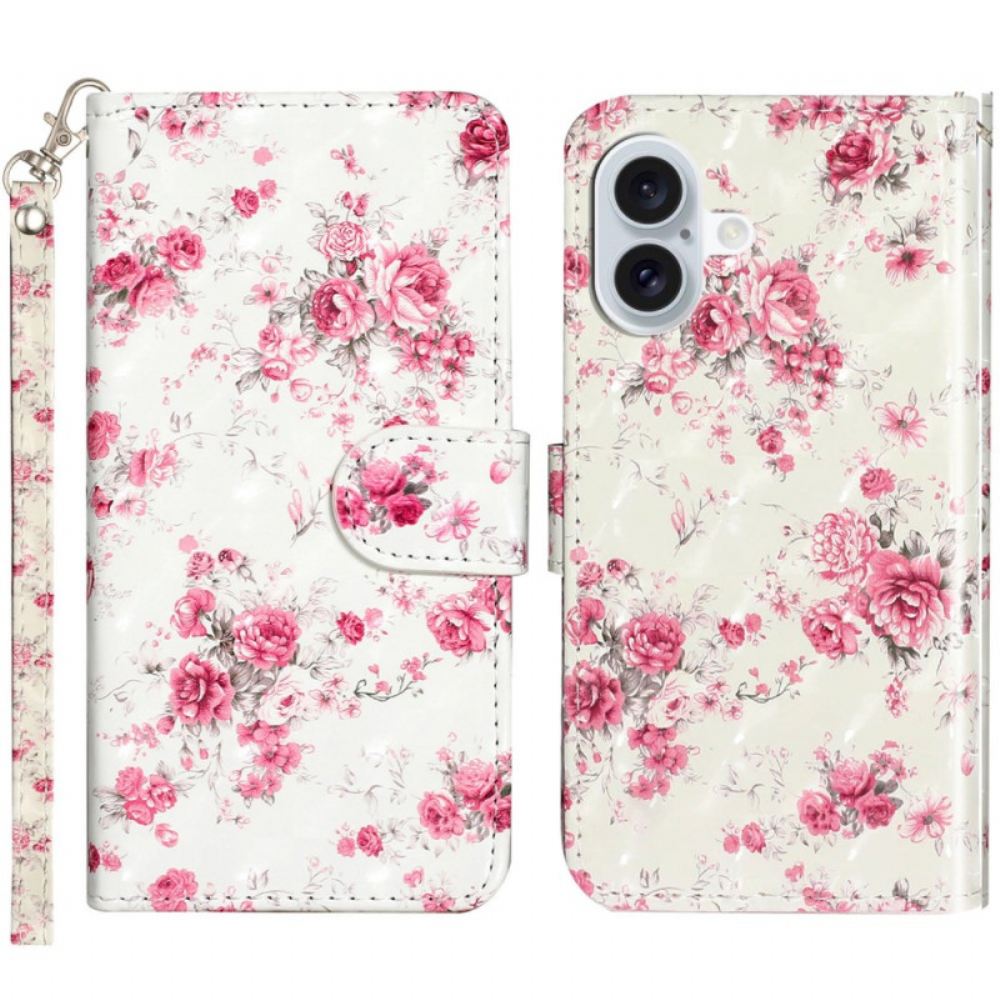 Kožený Kryt iPhone 16 Popruhové Růže