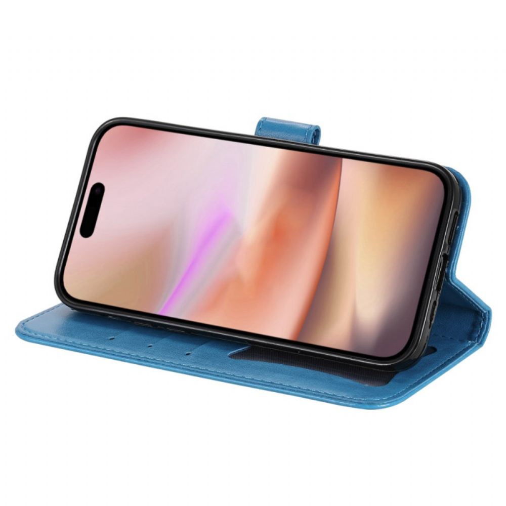 Kožený Kryt iPhone 16 Potisk Mandaly S Páskem