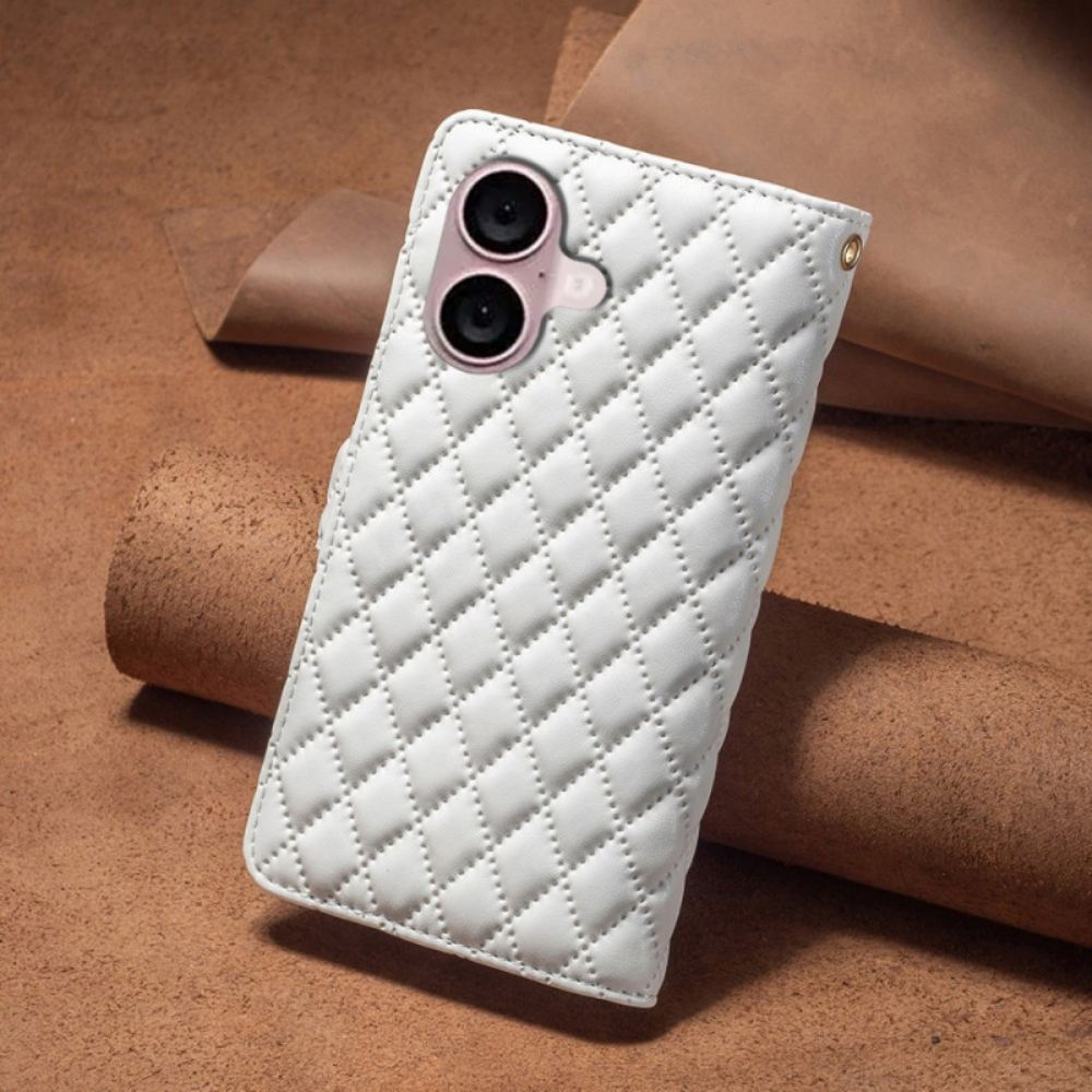 Kožený Kryt iPhone 16 Prošívané Pouzdro Na Peněženku Binfen Color