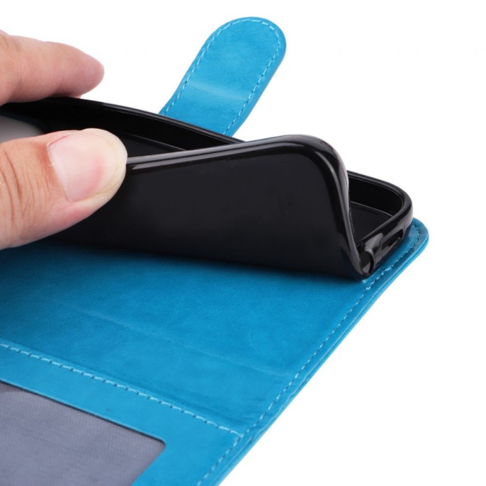 Kožený Kryt iPhone 16 Slunečnicový Vzor S Páskem