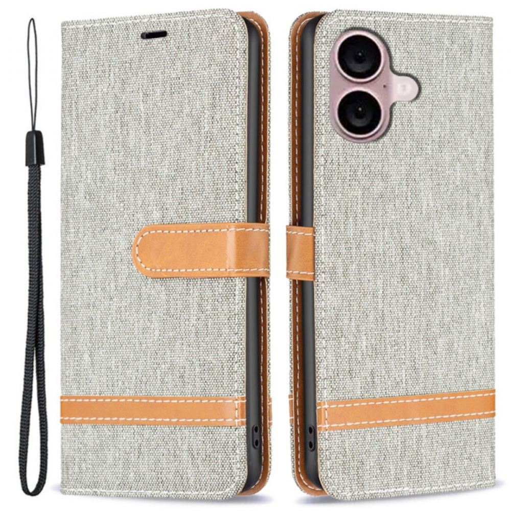 Kožený Kryt iPhone 16 Textura Jean Fabric
