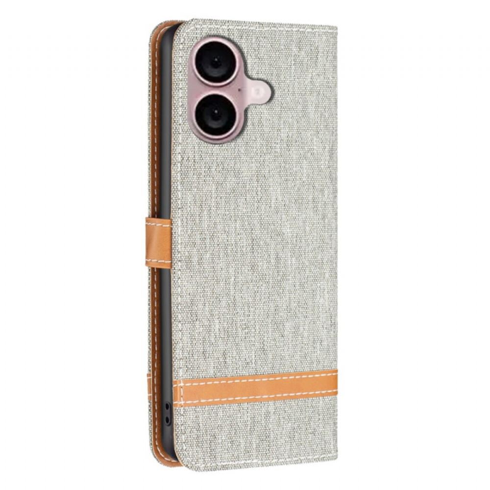 Kožený Kryt iPhone 16 Textura Jean Fabric