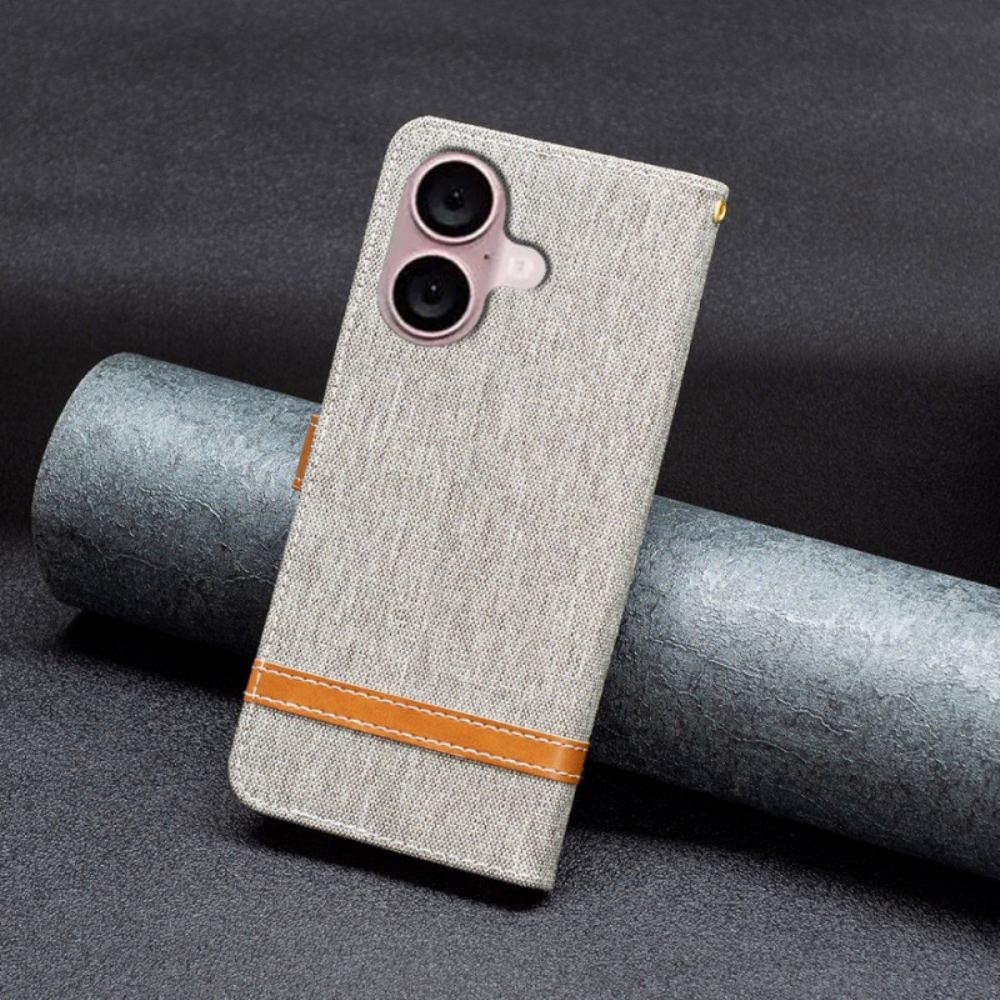 Kožený Kryt iPhone 16 Textura Jean Fabric