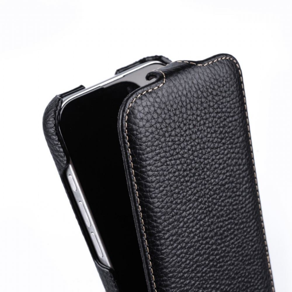 Kožený Kryt iPhone 16 Vertikální Klapka Melkco