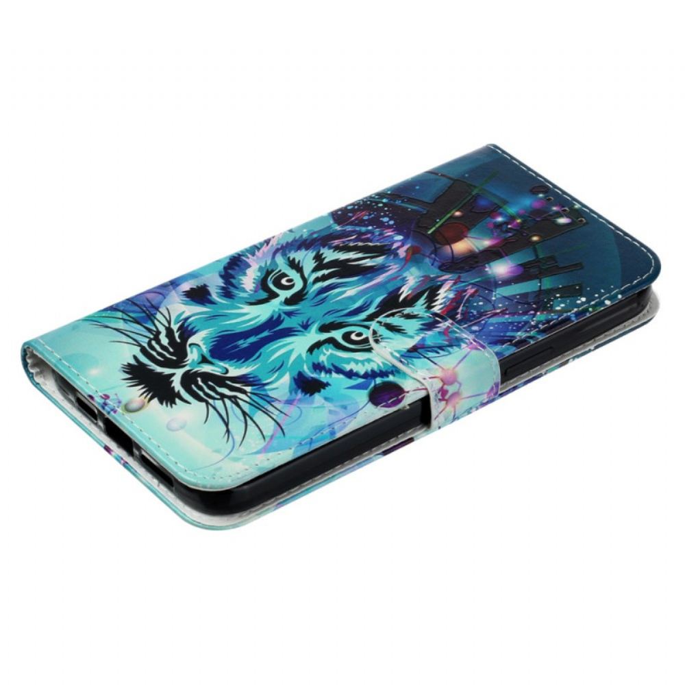 Kožený Kryt iPhone 16 Vlčí Vzor S Páskem