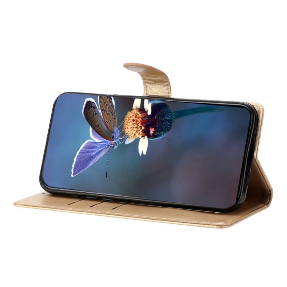 Kožený Kryt iPhone 16 Vzor Motýlů A Květin