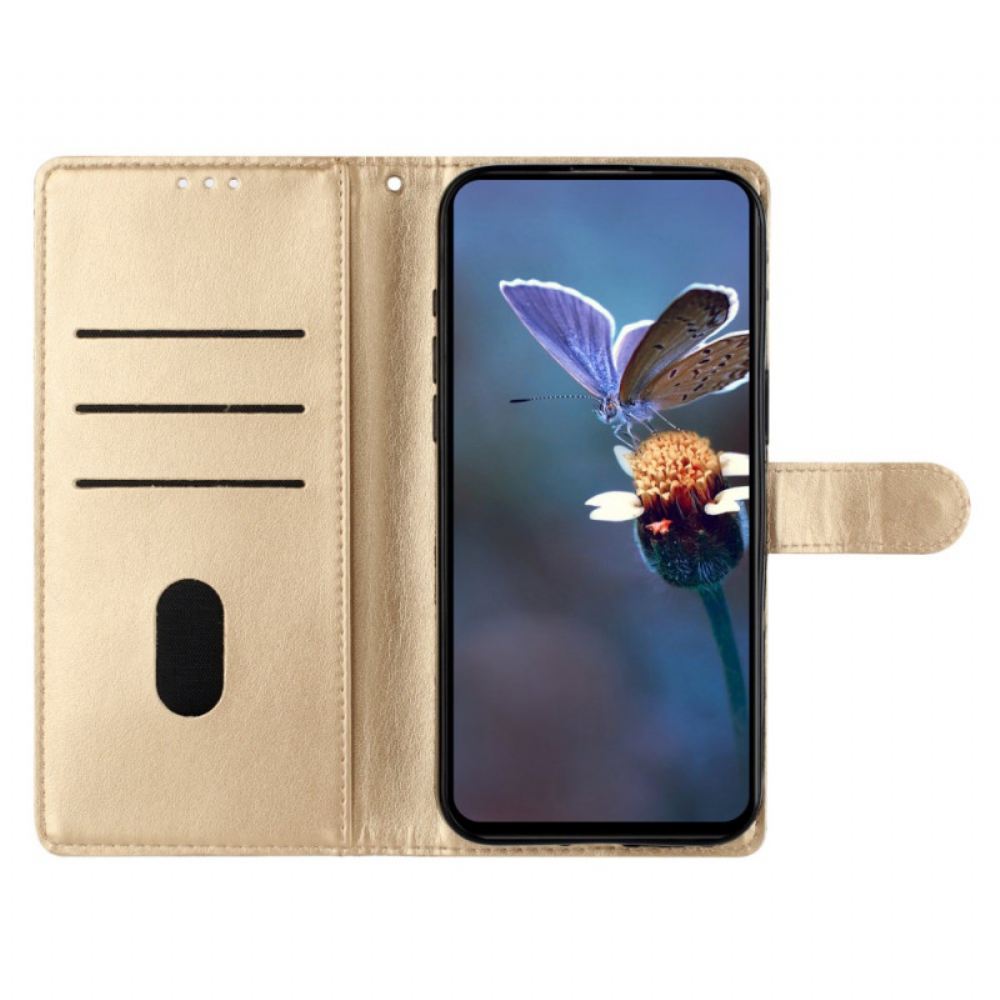 Kožený Kryt iPhone 16 Vzor Motýlů A Květin