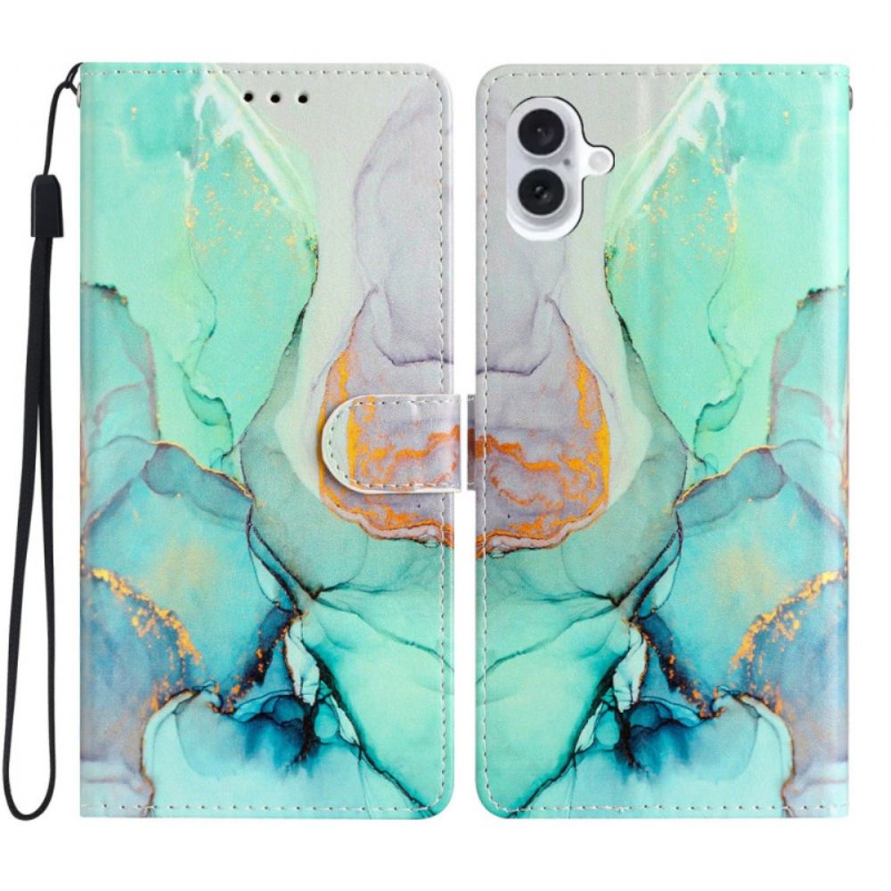 Kožený Kryt iPhone 16 Zelený Mramor