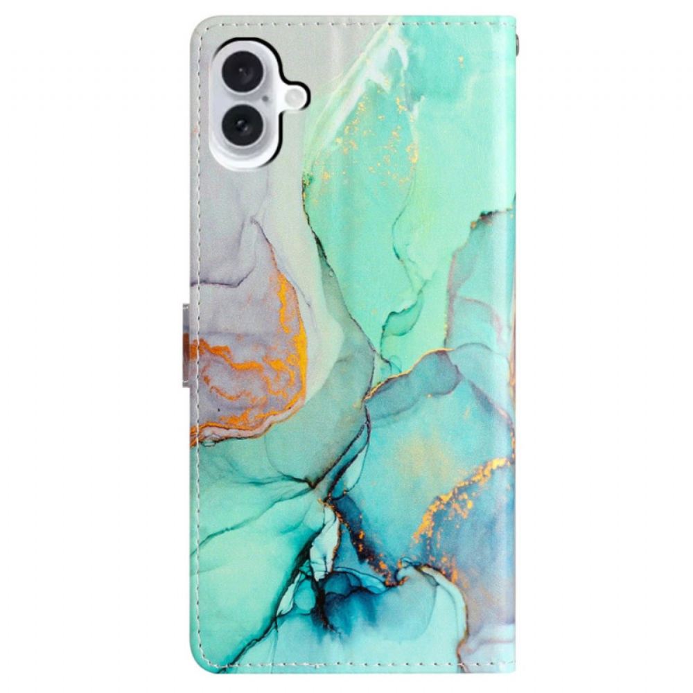 Kožený Kryt iPhone 16 Zelený Mramor