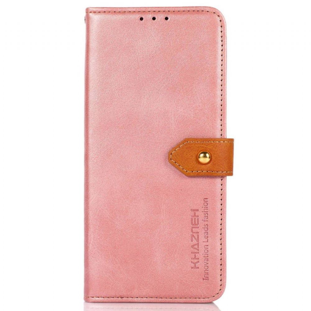 Kožený Kryt iPhone 16 Zlatá Spona Khazneh