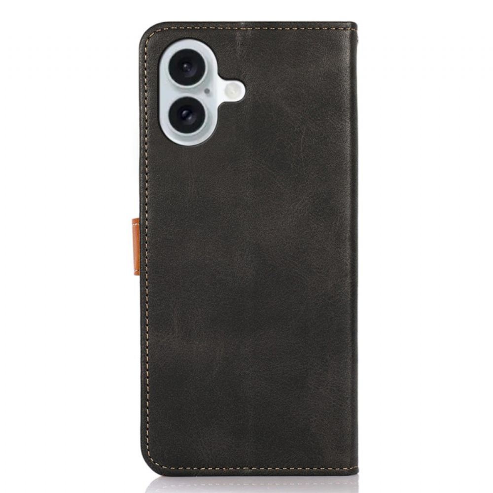 Kožený Kryt iPhone 16 Zlatá Spona Khazneh