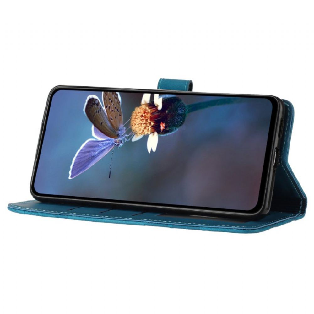 Kožený Kryt Na iPhone 16 Květinový Vzor S Páskem