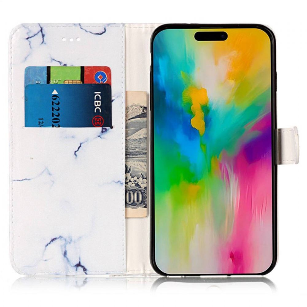 Kožený Kryt Na iPhone 16 Mramorový Efekt