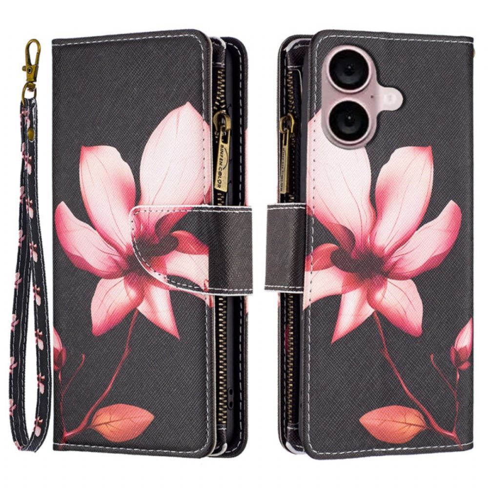 Kožený Kryt Na iPhone 16 Peněženka Lotus