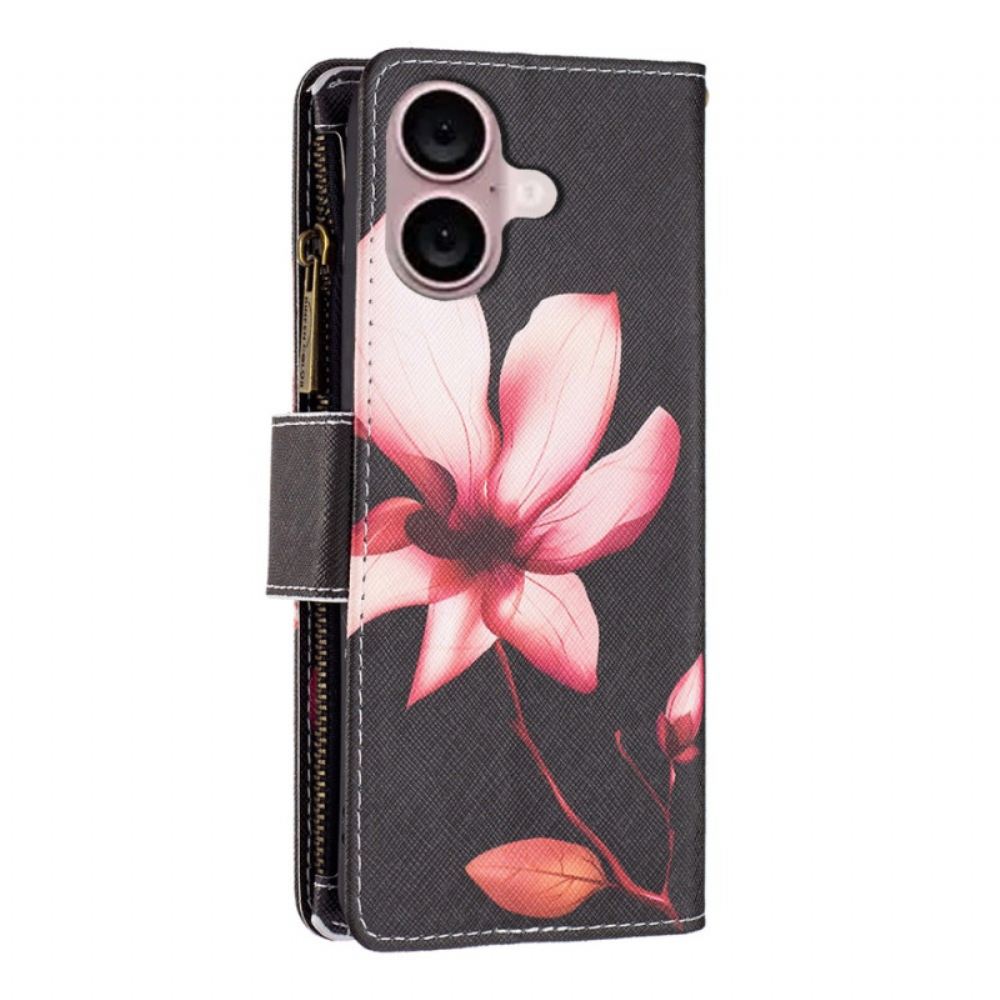Kožený Kryt Na iPhone 16 Peněženka Lotus