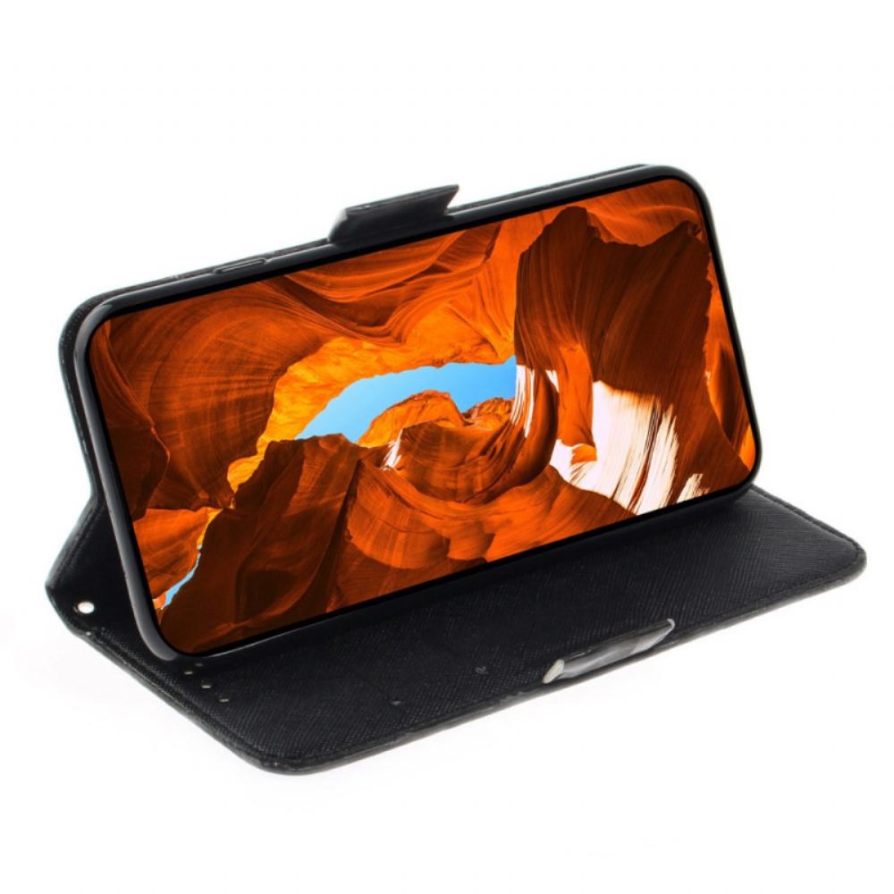 Kožený Kryt Na iPhone 16 Šedá Kočka S Popruhem