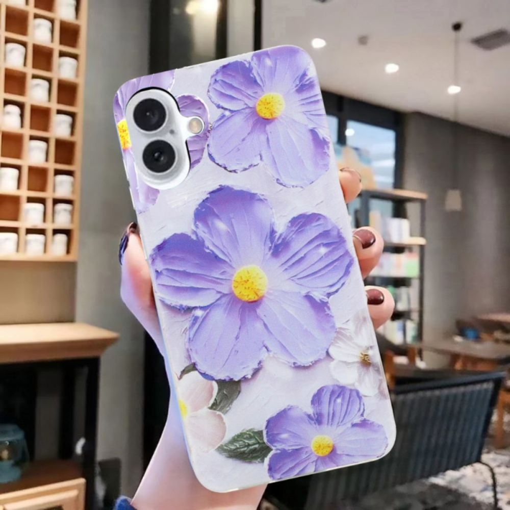 Kryt iPhone 16 Fialové Květy