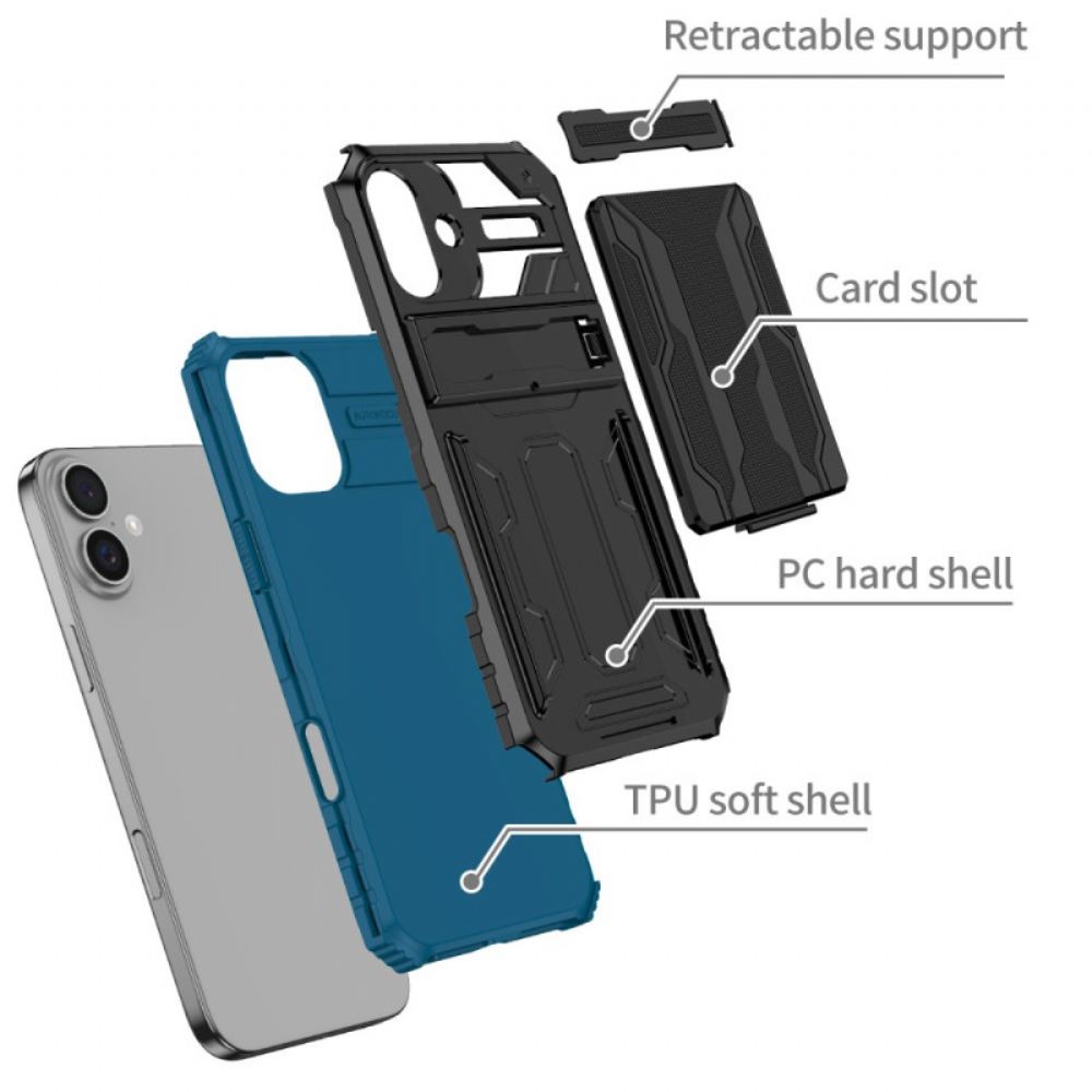 Kryt iPhone 16 Kryty Na Mobil Integrovaný Držák Karty