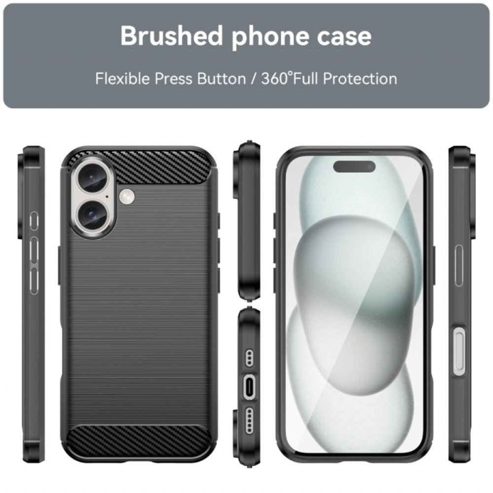 Kryt iPhone 16 Kryty Na Mobil Kartáčované Uhlíkové Vlákno