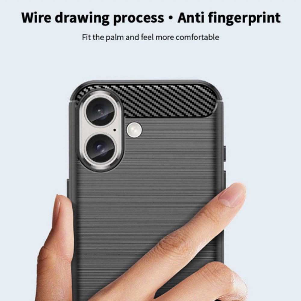 Kryt iPhone 16 Mofi Kartáčované Uhlíkové Vlákno