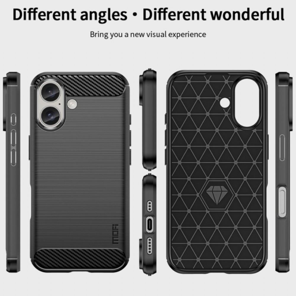 Kryt iPhone 16 Mofi Kartáčované Uhlíkové Vlákno