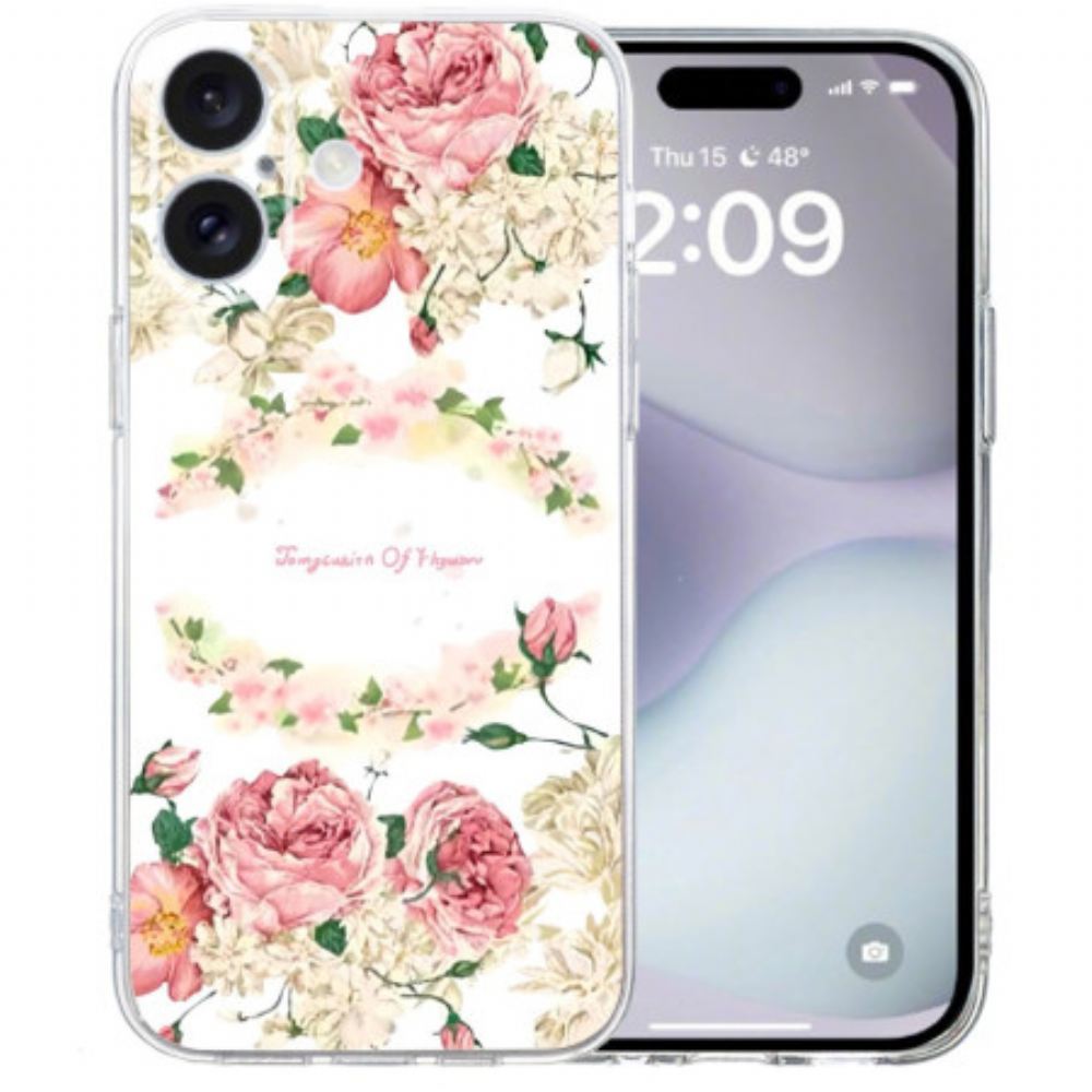 Kryt iPhone 16 Průhledné Okrajové Růže