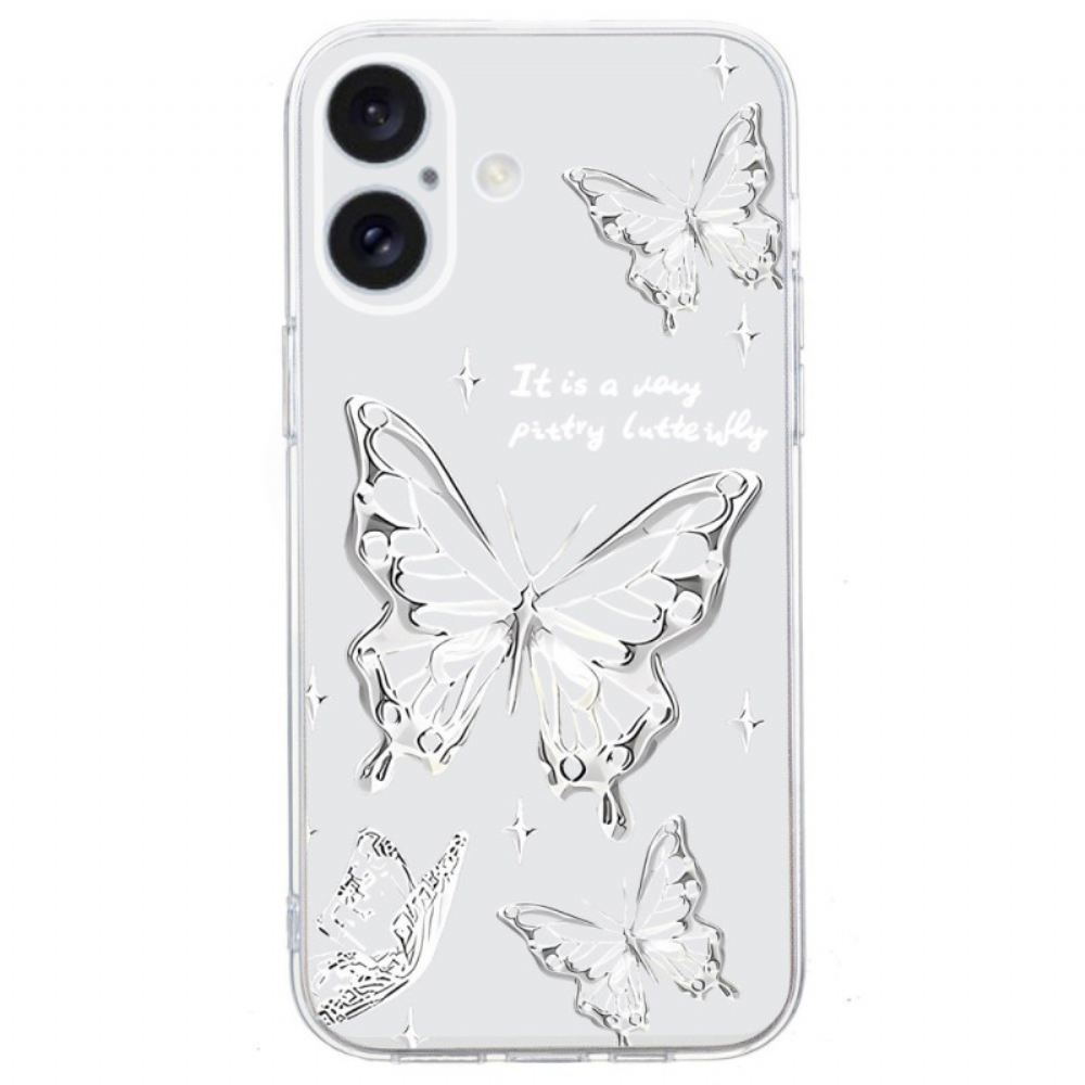 Kryt iPhone 16 Průhlední Hraniční Motýli