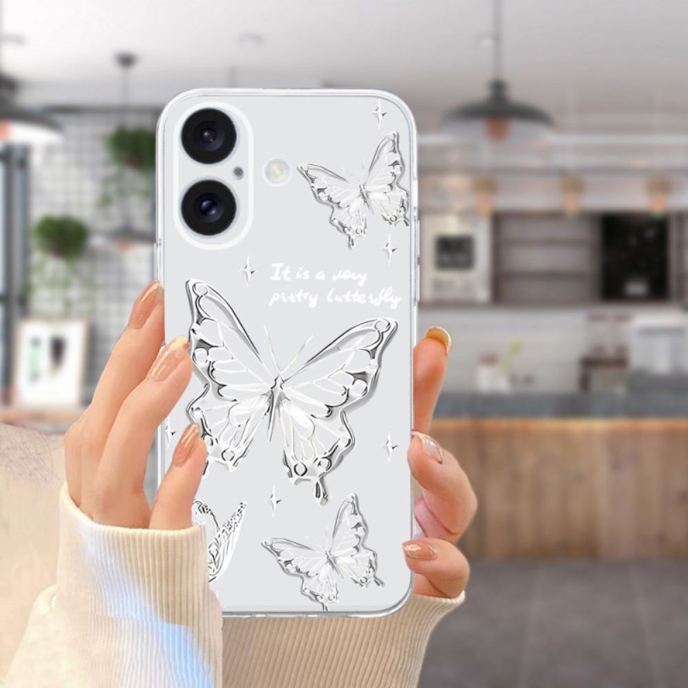 Kryt iPhone 16 Průhlední Hraniční Motýli