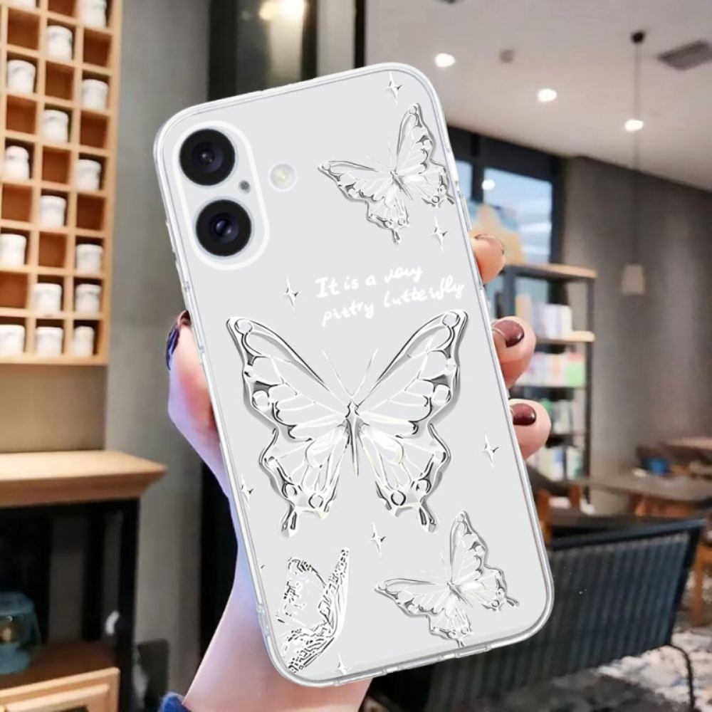 Kryt iPhone 16 Průhlední Hraniční Motýli