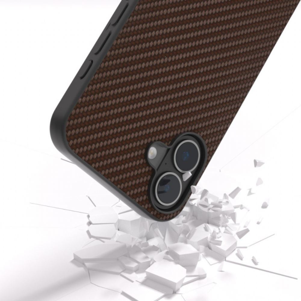 Kryt iPhone 16 Textura Uhlíkových Vláken Abeel