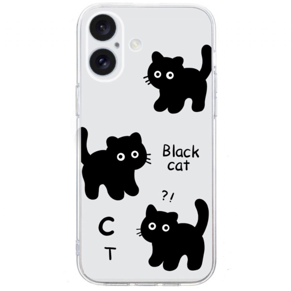 Kryt iPhone 16 Transparent Edge Black Cats