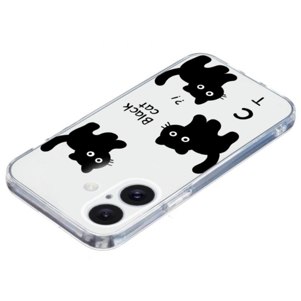 Kryt iPhone 16 Transparent Edge Black Cats